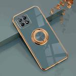 For OPPO Reno4 SE 6D Electroplating Full Coverage Silicone Protective Case with Magnetic Ring Holder(Grey)