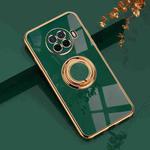 For OPPO Reno Ace2 6D Electroplating Full Coverage Silicone Protective Case with Magnetic Ring Holder(Dark Green)