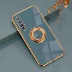 For OPPO Reno3 Pro 6D Electroplating Full Coverage Silicone Protective Case with Magnetic Ring Holder(Grey)