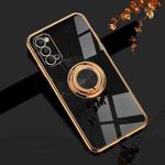 For OPPO Reno4 Pro 6D Electroplating Full Coverage Silicone Protective Case with Magnetic Ring Holder(Black)