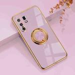 For vivo X30 Pro 6D Electroplating Full Coverage Silicone Protective Case with Magnetic Ring Holder(Light Purple)
