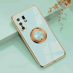 For vivo X30 Pro 6D Electroplating Full Coverage Silicone Protective Case with Magnetic Ring Holder(Light Cyan)