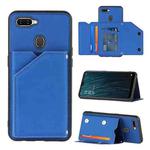 For OPPO A7 / A5s / A12 Skin Feel PU + TPU + PC Back Cover Shockproof Case with Card Slots & Holder & Photo Frame(Royal Blue)