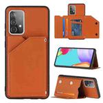 For Samsung Galaxy A52 5G / 4G Skin Feel PU + TPU + PC Back Cover Shockproof Case with Card Slots & Holder & Photo Frame(Brown)