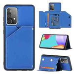 For Samsung Galaxy A52 5G / 4G Skin Feel PU + TPU + PC Back Cover Shockproof Case with Card Slots & Holder & Photo Frame(Royal Blue)
