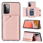 For Samsung Galaxy A72 5G / 4G Skin Feel PU + TPU + PC Back Cover Shockproof Case with Card Slots & Holder & Photo Frame(Rose Gold)