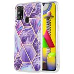 For Samsung Galaxy M31 3D Electroplating Marble Pattern TPU Protective Case(Dark Purple)