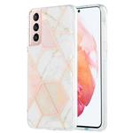 For Samsung Galaxy S21 5G 3D Electroplating Marble Pattern TPU Protective Case(Pink White)