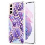 For Samsung Galaxy S21 Plus 5G 3D Electroplating Marble Pattern TPU Protective Case(Dark Purple)