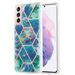 For Samsung Galaxy S21 Plus 5G 3D Electroplating Marble Pattern TPU Protective Case(Blue Green)