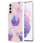 For Samsung Galaxy S21 Plus 5G 3D Electroplating Marble Pattern TPU Protective Case(Light Purple)