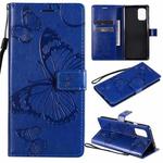 For OnePlus 8T 3D Butterflies Embossing Pattern Horizontal Flip Leather Case with Holder & Card Slot & Wallet(Blue)