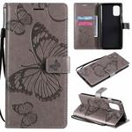 For OnePlus 8T 3D Butterflies Embossing Pattern Horizontal Flip Leather Case with Holder & Card Slot & Wallet(Grey)
