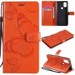 For OnePlus Nord N10 5G 3D Butterflies Embossing Pattern Horizontal Flip Leather Case with Holder & Card Slot & Wallet(Orange)