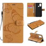 For OnePlus Nord N100 5G 3D Butterflies Embossing Pattern Horizontal Flip Leather Case with Holder & Card Slot & Wallet(Yellow)