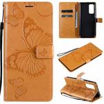 For Xiaomi Mi 10T / Mi 10T Pro 3D Butterflies Embossing Pattern Horizontal Flip Leather Case with Holder & Card Slot & Wallet(Yellow)