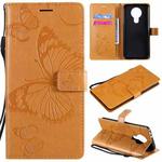 For Nokia 3.4 3D Butterflies Embossing Pattern Horizontal Flip Leather Case with Holder & Card Slot & Wallet(Yellow)