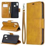 For Galaxy A10s Retro Lambskin Texture Pure Color Horizontal Flip PU Leather Case with Holder & Card Slots & Wallet & Lanyard(Yellow)