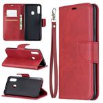 For Galaxy A20s Retro Lambskin Texture Pure Color Horizontal Flip PU Leather Case with Holder & Card Slots & Wallet & Lanyard(Red)