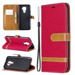 For Huawei Mate 30 Lite Color Matching Denim Texture Horizontal Flip Leather Case with Holder & Card Slots & Wallet & Lanyard(Red)