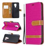For Huawei Mate 30 Lite Color Matching Denim Texture Horizontal Flip Leather Case with Holder & Card Slots & Wallet & Lanyard(Rose Red)