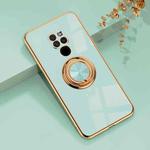 For Huawei Mate 20 6D Electroplating Full Coverage Silicone Protective Case with Magnetic Ring Holder(Light Cyan)