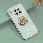 For Huawei Mate 30 Pro 6D Electroplating Full Coverage Silicone Protective Case with Magnetic Ring Holder(Light Cyan)