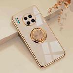 For Huawei Mate 30 Pro 6D Electroplating Full Coverage Silicone Protective Case with Magnetic Ring Holder(Light Pink)