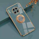 For Huawei Mate 30 Pro 6D Electroplating Full Coverage Silicone Protective Case with Magnetic Ring Holder(Grey)