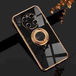 For Huawei Mate 40 6D Electroplating Full Coverage Silicone Protective Case with Magnetic Ring Holder(Black)