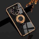 For Huawei Mate 40 Pro+ 6D Electroplating Full Coverage Silicone Protective Case with Magnetic Ring Holder(Black)