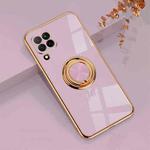 For Huawei nova 6 SE 6D Electroplating Full Coverage Silicone Protective Case with Magnetic Ring Holder(Light Purple)
