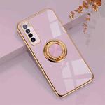 For Huawei nova 7 6D Electroplating Full Coverage Silicone Protective Case with Magnetic Ring Holder(Light Purple)