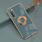 For Huawei nova 7 6D Electroplating Full Coverage Silicone Protective Case with Magnetic Ring Holder(Grey)
