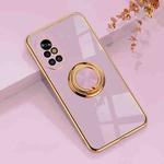 For Huawei nova 8 Pro 6D Electroplating Full Coverage Silicone Protective Case with Magnetic Ring Holder(Light Purple)