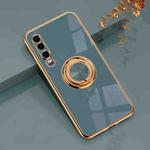For Huawei P30 6D Electroplating Full Coverage Silicone Protective Case with Magnetic Ring Holder(Grey)