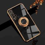 For Huawei Honor 20 6D Electroplating Full Coverage Silicone Protective Case with Magnetic Ring Holder(Black)