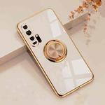 For Huawei Honor 20 Pro 6D Electroplating Full Coverage Silicone Protective Case with Magnetic Ring Holder(Light Pink)