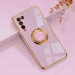 For Huawei Honor X10 Lite 6D Electroplating Full Coverage Silicone Protective Case with Magnetic Ring Holder(Light Purple)