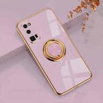 For Huawei Honor 30 Pro 6D Electroplating Full Coverage Silicone Protective Case with Magnetic Ring Holder(Light Purple)
