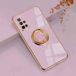 For Huawei Honor 30S 6D Electroplating Full Coverage Silicone Protective Case with Magnetic Ring Holder(Light Purple)