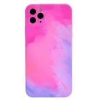 TPU Straight Edge Watercolor Pattern Protective Case For iPhone 12(Purplish Red)