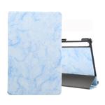 For Galaxy Tab S6 10.5 T860 Marble Texture Pattern Horizontal Flip Leather Case, with Three-folding Holder & Sleep / Wake-up Function(Blue)