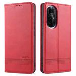 For Huawei nova 8 Pro 5G AZNS Magnetic Calf Texture Horizontal Flip Leather Case with Card Slots & Holder & Wallet(Red)