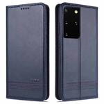For Samsung Galaxy S21 Ultra 5G AZNS Magnetic Calf Texture Horizontal Flip Leather Case with Card Slots & Holder & Wallet(Dark Blue)