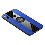 For Xiaomi Mi Max 3 XINLI Stitching Cloth Texture Shockproof TPU Protective Case with Ring Holder(Blue)