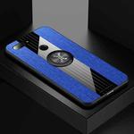 For Xiaomi Mi 8 Lite XINLI Stitching Cloth Texture Shockproof TPU Protective Case with Ring Holder(Blue)