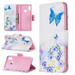 For Galaxy A10s Colored Drawing Horizontal Flip Leather Case with Holder & Card Slots & Wallet(Butterfly Flowers)