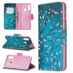 For Galaxy A20s Colored Drawing Horizontal Flip Leather Case with Holder & Card Slots & Wallet(Plum Blossom)