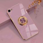 6D Electroplating Full Coverage Silicone Protective Case with Magnetic Ring Holder For iPhone 8 / 7(Light Purple)